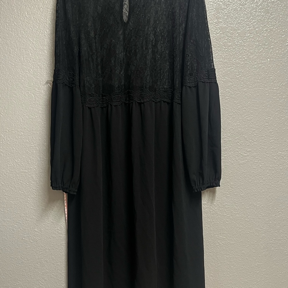 Who What Wear Elegant Black Lace Long Sleeve Dress